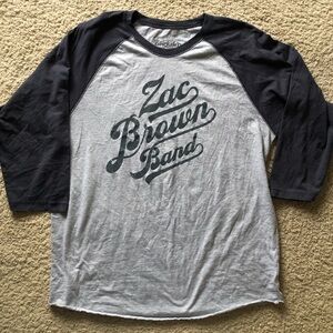 Zac Brown Band Gray and Black Men's Shirt Baseball Jersey Memorabilia 80’s Vibes